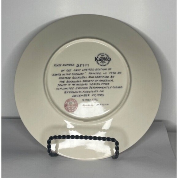 Knowles Norman Rockwell Santa in the Subway 1983 Collector Plate with COA - Picture 6 of 9